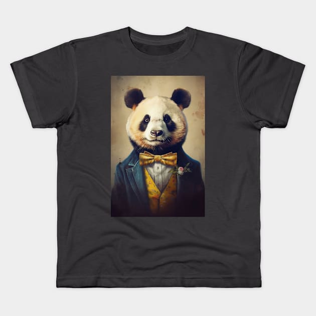 Mr Dapper Panda Bear Kids T-Shirt by JensenArtCo